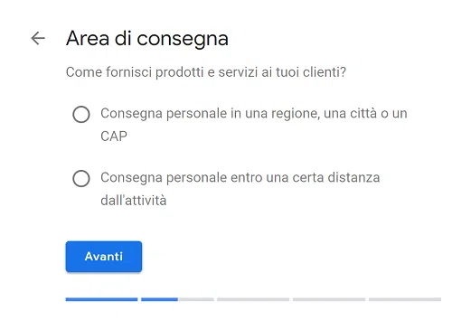Area Consegna Google My Business