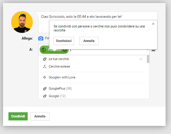 crea post raccolte google+