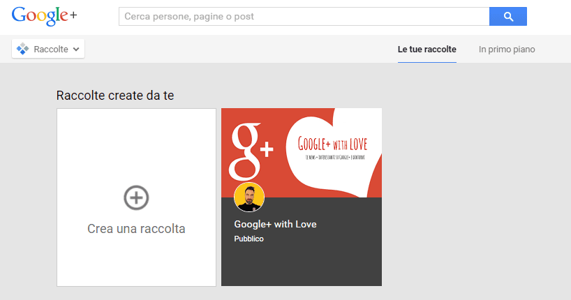 Crea raccolta Google Plus